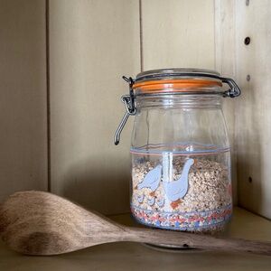 Vintage ARC Geese and Hearts Glassware 1 Liter Jar 🪿💙